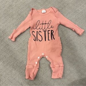 Pink Little Sister Baby Onesie with Ruffle Butt